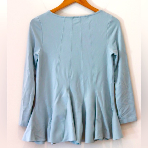 COS Light green/blue Long Sleeve scuba jersey top peplum stretch fit and flare - Picture 2 of 8